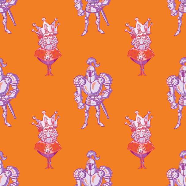 king and knight seamless pattern - Διάνυσμα, εικόνα