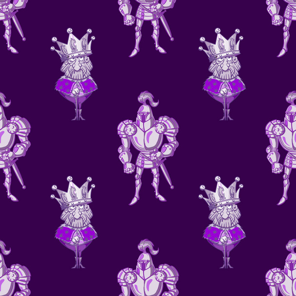 king and knight seamless pattern - Vector, Imagen