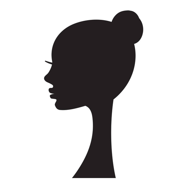Illustration vectorielle de silhouette fille avec coiffure noeud haut
. - Vecteur, image