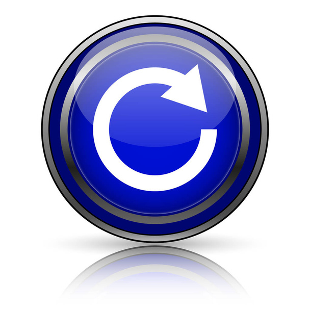 Blue shiny icon on white background. Internet button. - Photo, Image