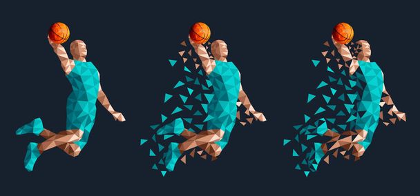 basketbol oyuncusu yüksek vektör çizim eps 10 atlama - Vektör, Görsel