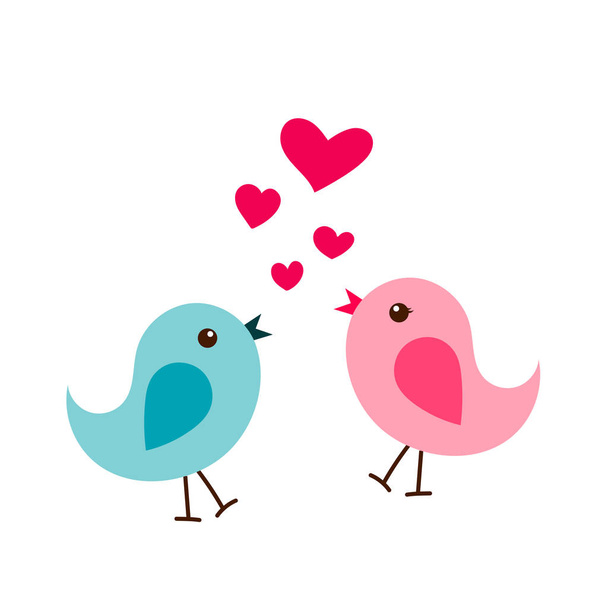 Vector illustration of cartoon birds in love. - Vecteur, image