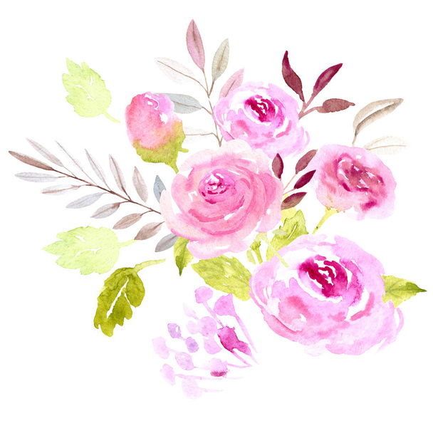 Pink Watercolor roses  - Fotó, kép