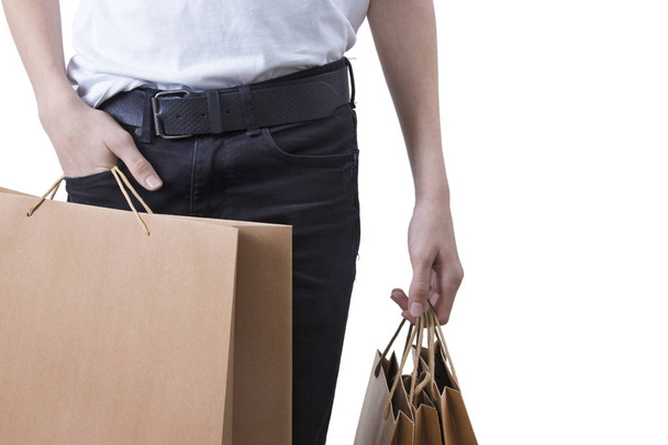 customer with shopping bags isolated in white - Valokuva, kuva