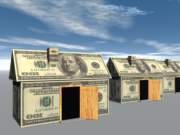 3D renderizado calle de dinero hecho casas
 - Foto, Imagen