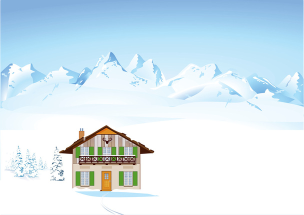 Winter in the Alps - Vector, Image