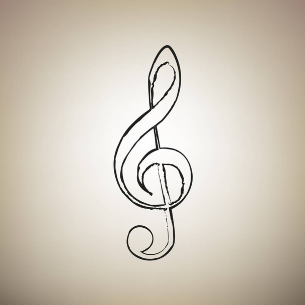 Music violin clef sign. G-clef. Treble clef. Vector. Brush drawe - Vector, Image