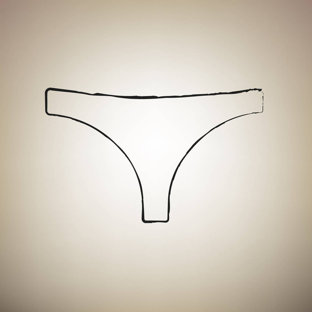 Unterhosen für Frauen unterschreiben. Vektor. Pinsel gezeichnet schwarzes Symbol bei Licht b - Vektor, Bild