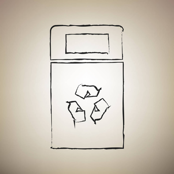 Ilustração de sinal de lixo. Vector. Escova desenhado ícone preto em l
 - Vetor, Imagem