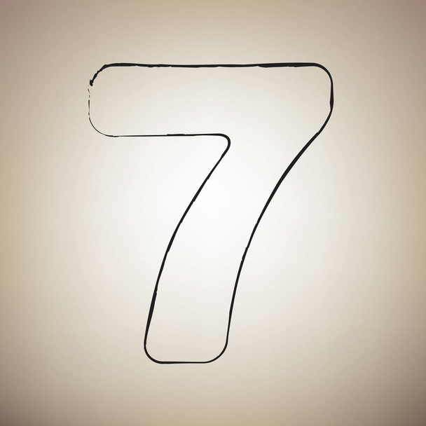 7 番サインはデザイン テンプレートの要素です。ベクトル。ブラシ drawed blac - ベクター画像