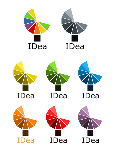 černá zelená modrá červená fialová oranžová žlutou barvu barevné světelné energie energie lampa žárovka zatížení za myšlenku, že kreativní řešení inovace procesu načítání sada plochých logo design vektorové ilustrace - Vektor, obrázek