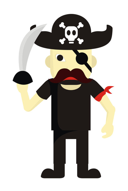 ładny pirat kreskówka z czarną koszulę w Płaska konstrukcja styl wektor ilustracja  - Wektor, obraz