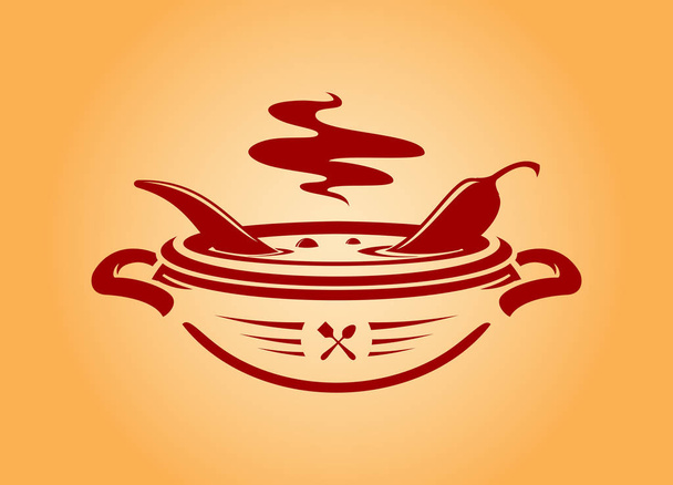 Pimienta de chile en el emblema del vector tazón
 - Vector, imagen
