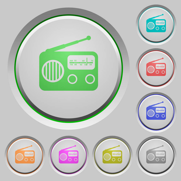 Vintage retro radio color icons on sunk push buttons - Vector, Image