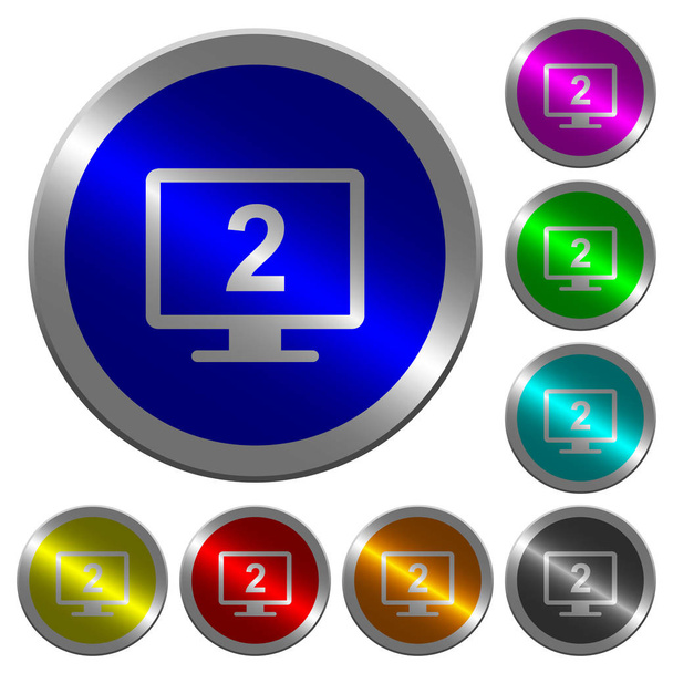 Icônes d'affichage secondaires sur des boutons ronds lumineux en acier de couleur semblable à une pièce
 - Vecteur, image