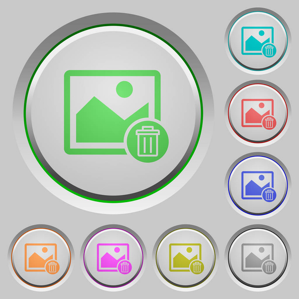 Delete image color icons on sunk push buttons - Vector, Image