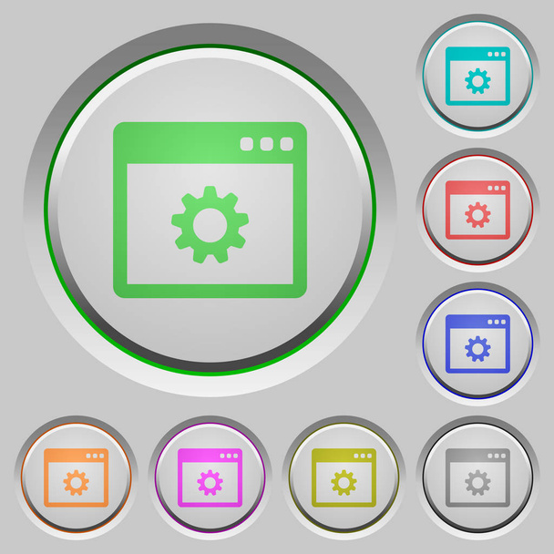 Configurações de aplicação ícones de cor em botões afundados
 - Vetor, Imagem