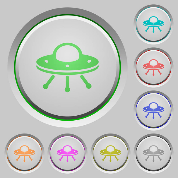 UFO color icons on sunk push buttons - Vector, Image
