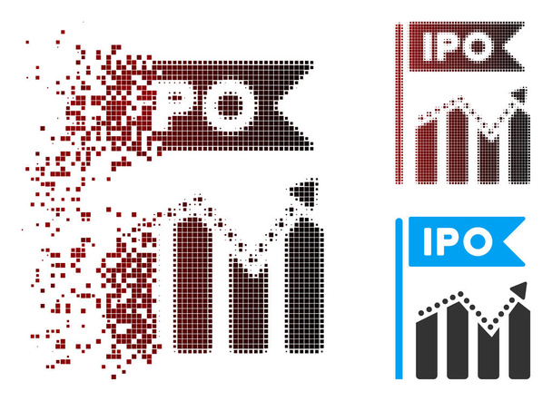 Ícone fracionado do gráfico IPO do meio-tom do pixel
 - Vetor, Imagem