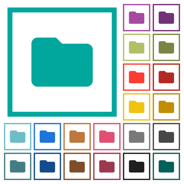 Ενιαίο φάκελο επίπεδη χρώματος εικονίδια με τεταρτημόριο πλαίσια σε άσπρο φόντο - Διάνυσμα, εικόνα