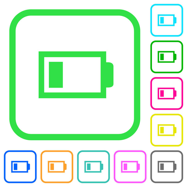 Batería baja con una unidad de carga iconos planos de colores vivos en bordes curvos sobre fondo blanco
 - Vector, Imagen