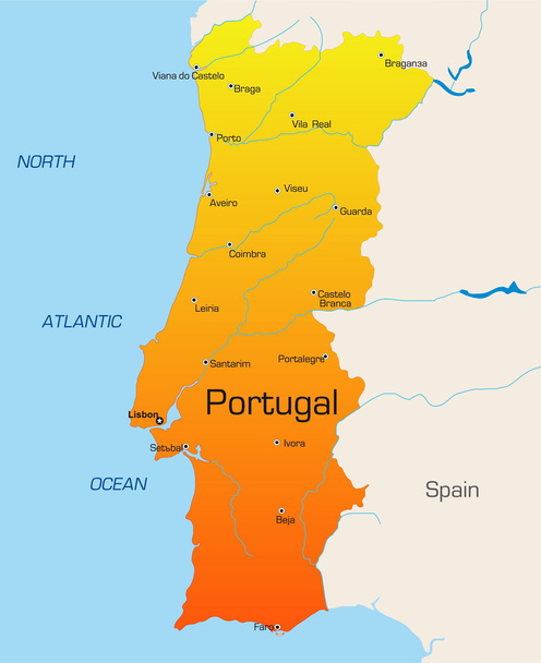 ポルトガルの地図 - ベクター画像