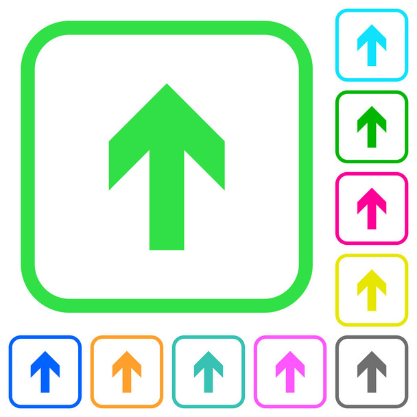 Flecha arriba iconos planos de colores vivos en bordes curvos sobre fondo blanco
 - Vector, imagen
