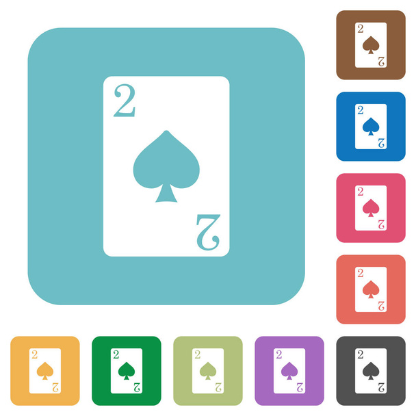 zwei Pik-Karten weiße flache Symbole auf farbig abgerundeten quadratischen Hintergründen - Vektor, Bild