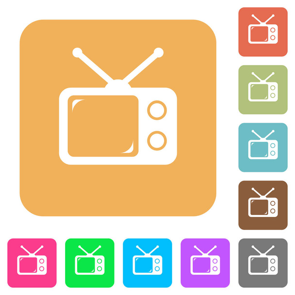 Винтажные ретро-телевизоры с плоскими иконами на округлых квадратных ярких цветовых фонах
. - Вектор,изображение