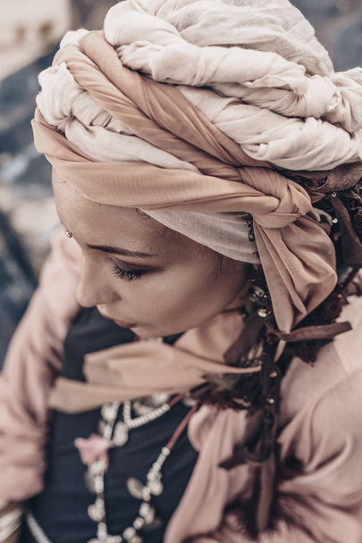 young stylish woman with fashionable boho accessories portrait - Fotografie, Obrázek