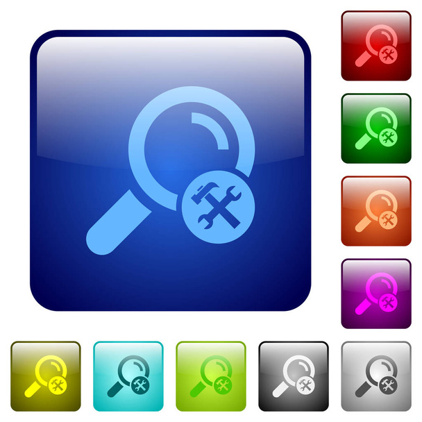 Personalizar los iconos de búsqueda en color cuadrado redondeado brillante conjunto de botones
 - Vector, Imagen
