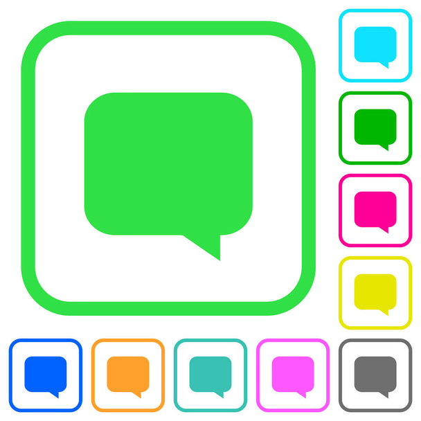 Message bulle vives icônes plates de couleur dans les bordures incurvées sur fond blanc
 - Vecteur, image