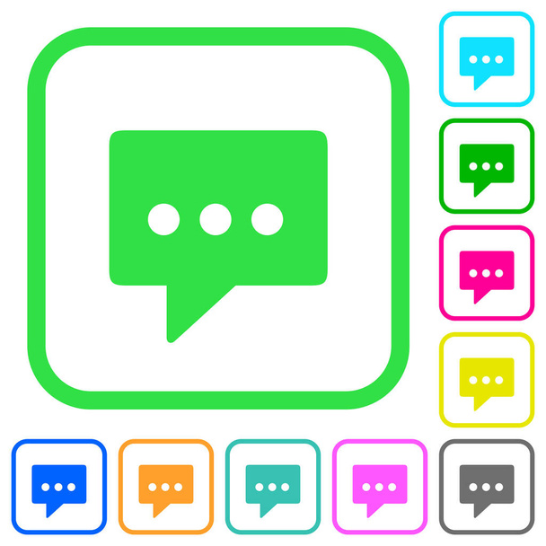 Chat di lavoro vivide icone piatte colorate in bordi curvi su sfondo bianco
 - Vettoriali, immagini