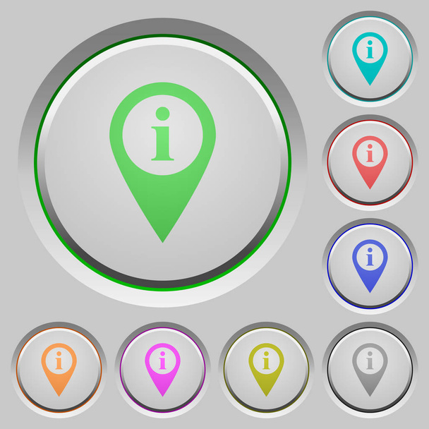 GPS kaart locatie de pictogrammen van de kleuren van de informatie op verzonken drukknoppen - Vector, afbeelding