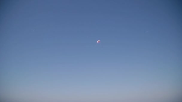 Sport recreatie leuk rijden een parachute op de zee. - Video