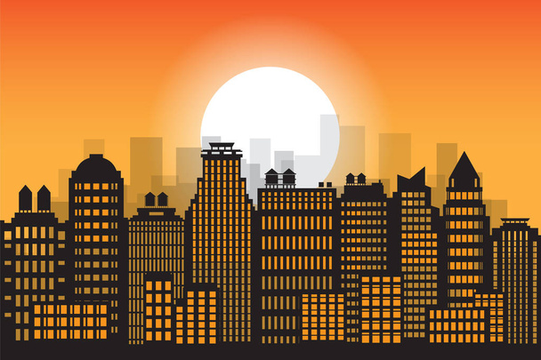 City landscape. Downtown landscape with high skyscrapers. Urban life. Vector illustration - Vector, Image
