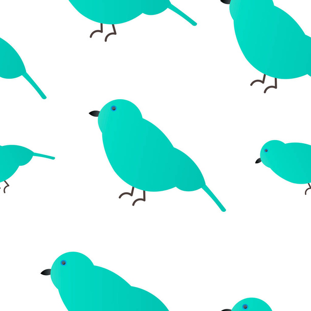 Vector illustration. Seamless pattern. Emerald Sparrow White Background - Vector, Image