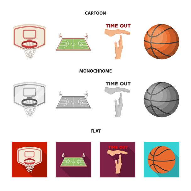 Basketball and attributes cartoon,flat,monochrome icons in set collection for design.Basketball player and equipment vector symbol stock web illustration. - Vector, Image