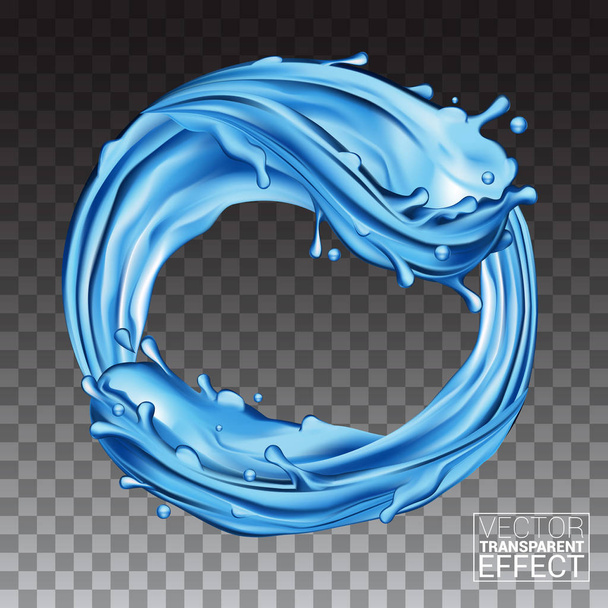 Ondas a jorrar água. Líquido azul natural em forma de anel. Isolado em fundo transparente. Ilustração vetorial
 - Vetor, Imagem