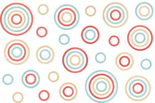 Aquarel rood, blauw en beige cirkels op witte achtergrond. - Foto, afbeelding