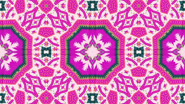 Abstraktní etnické autentické symetrický vzor okrasné dekorativní kaleidoskop hnutí geometrické kruh a tvar hvězdy - Fotografie, Obrázek
