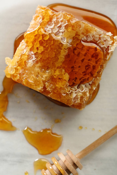 Natural sweet honey, food flat lay - Fotografie, Obrázek