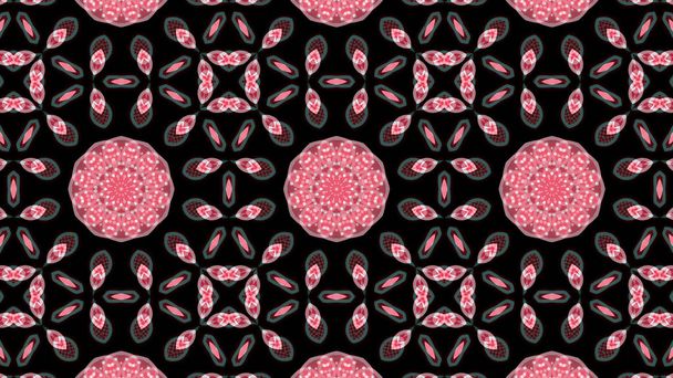 Abstract Ethnic Authentic Symmetric Pattern Ornamental Decorative Kaleidoscope Movement Geometric Circle and Star Shape - Фото, зображення