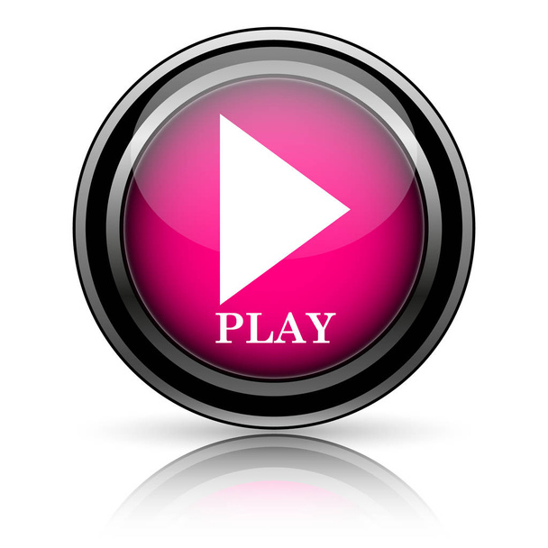 Play ikonra. Internet gomb fehér háttér - Fotó, kép