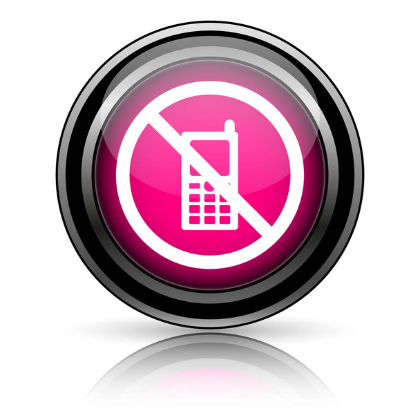 Cep telefonu yasak simgesi. Beyaz arka plan üzerinde Internet düğmesi - Fotoğraf, Görsel