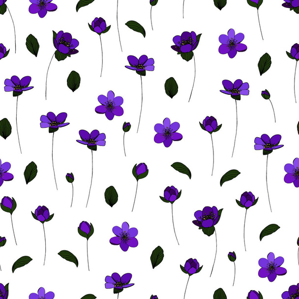 Vector seamless flower pattern. Vector floral pattern. - Vector, Image