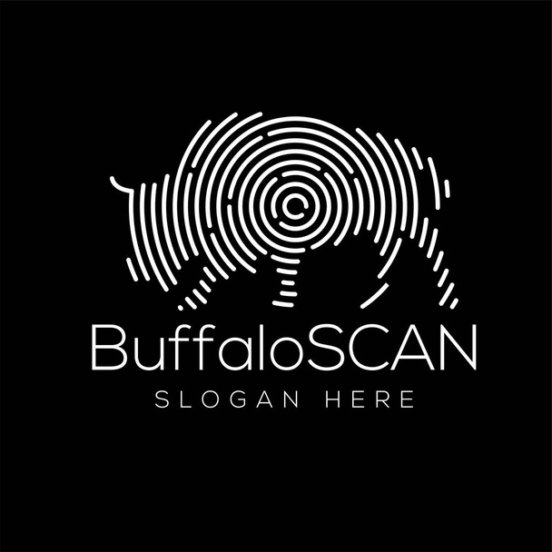 Buffalo Scan Technology Logo vector Element. Modelo de logotipo de tecnologia animal
 - Vetor, Imagem