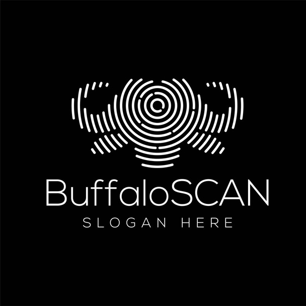Buffalo Scan Technology Logo vector Element. Modelo de logotipo de tecnologia animal
 - Vetor, Imagem