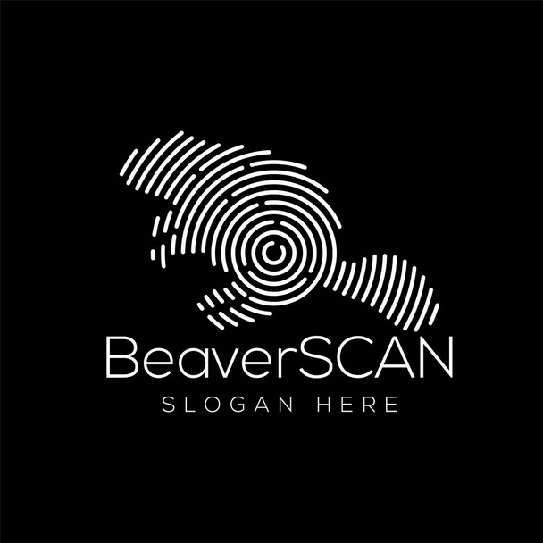 Bever Scan technologie Logo vector Element. Dierlijke technologie Logo sjabloon - Vector, afbeelding
