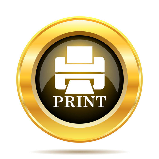 Impresora con el icono de palabra PRINT. Botón de Internet sobre fondo blanco
 - Foto, Imagen